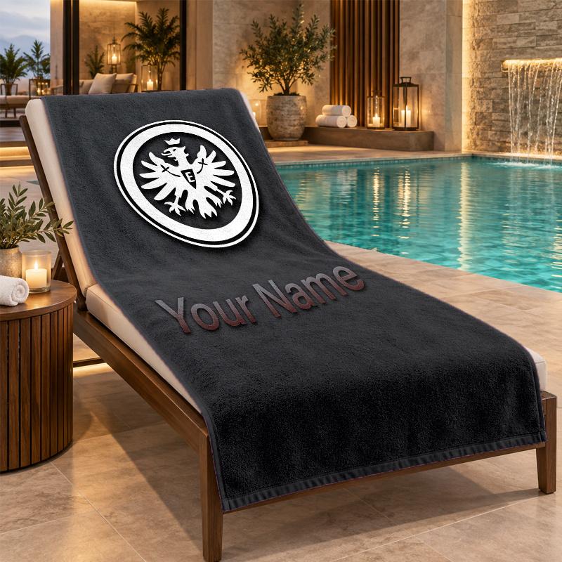 Пляжное полотенце Eintracht Frankfurt с индивидуальным именем, персонализированный текст, мягкое полотенце, для плавания, путешествий, ванны, подарок