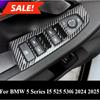 Для BMW 5 серии I5 525 530i 2024 2025 Интерьер ABS Углеволокно Накладка на переключатель стеклоподъемника Отделка рамки подлокотника