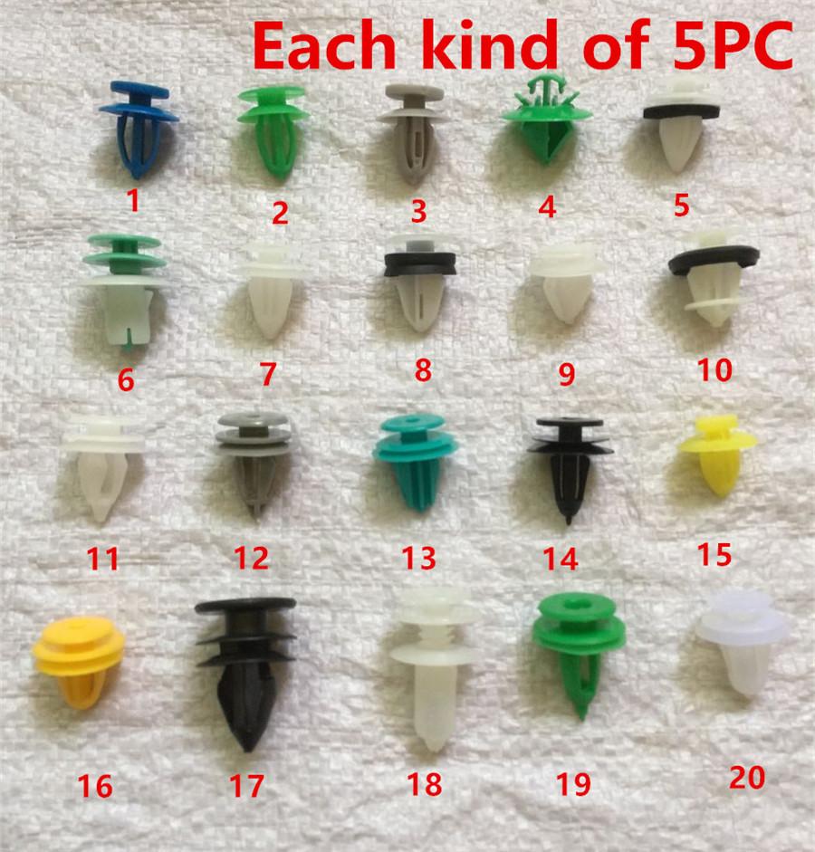 100X Смешанный Автомобильный Крепеж Пластиковый Винт Заклепка Клипса Для Панели Приборов Бампера Автомобиля