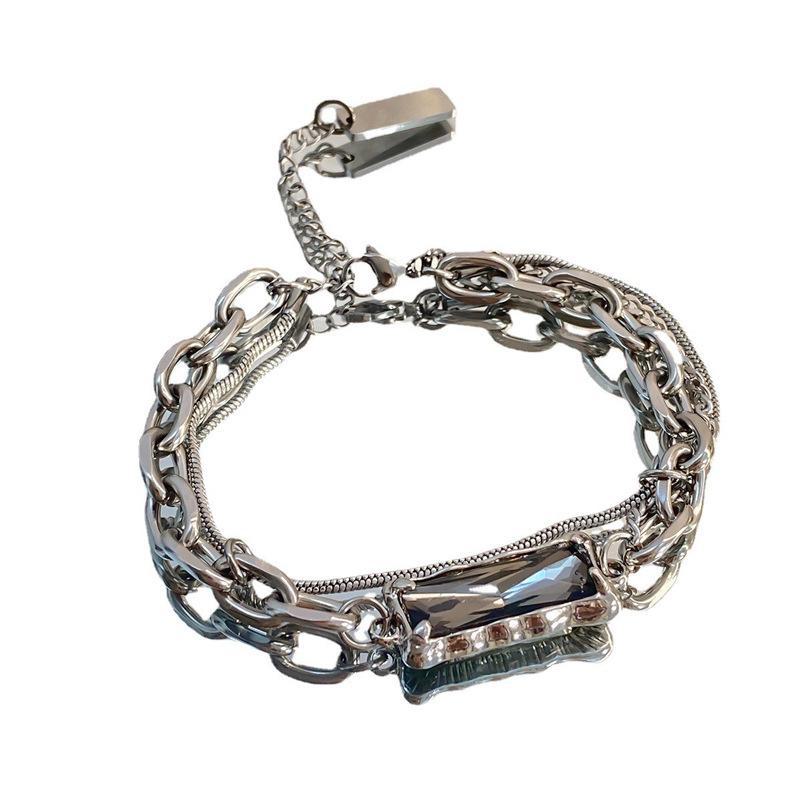 Gray Diamond Cuban Titanium Bracelet - Trendy, Niche Design for Men & Women