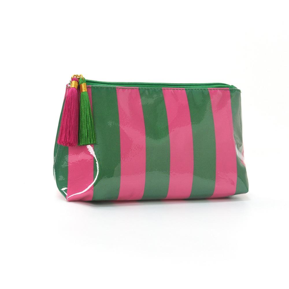 Large Capacity PVC Makeup Bag Waterproof Wash Storage Pouch Striped Cosmetic Bag For Women