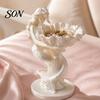 Decorative Storage Bowl Mermaid Jewelry Box, Seashell Trinket Tray, 3D Printing Dish Pearlescent White Resin Display Organizer for Rings Necklaces