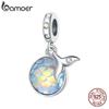 BAMOER 925 Sterling Silver Enamel Fishtail Scale Hanging Beads Charm Pendant Fit Original 3MM Bracelet