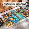 Pug Theme Crystal Velvet Floor Rug Personalized Custom Name Text Warm Carpet Home Decoration
