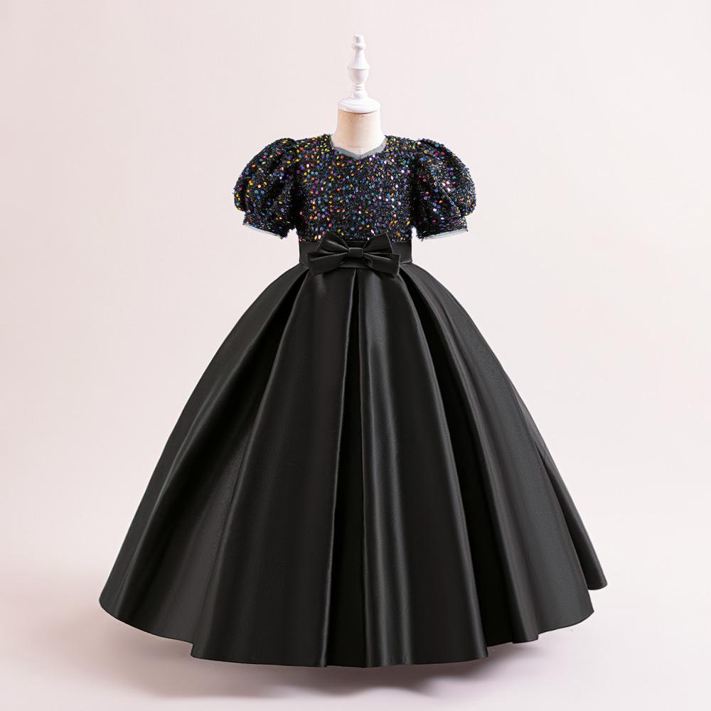 Новое платье-пачка из атласа с пайетками для девочек среднего/большого размера