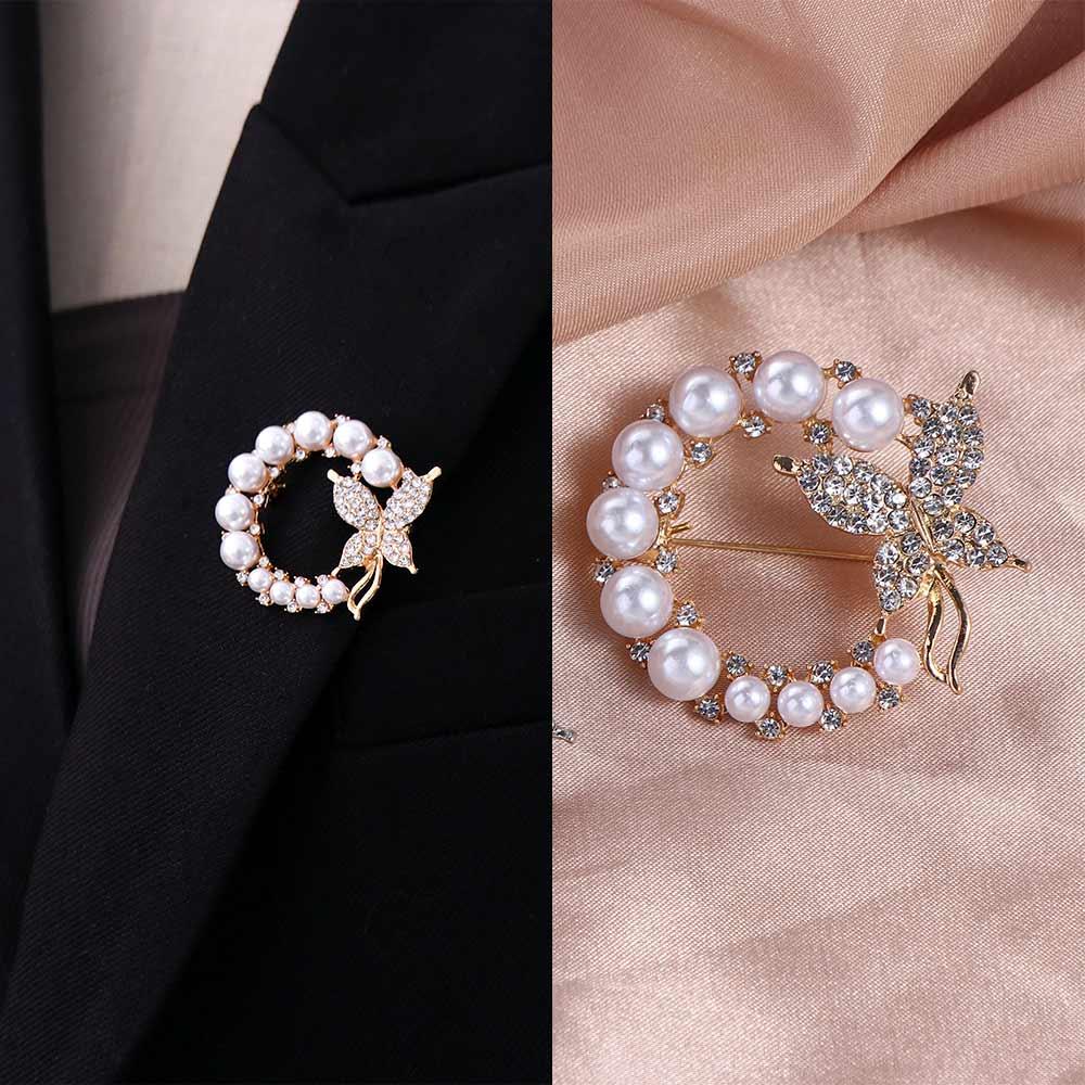 Trend Circle Butterfly Brooch Элегантные круглые броши со стразами Свадебный подарок