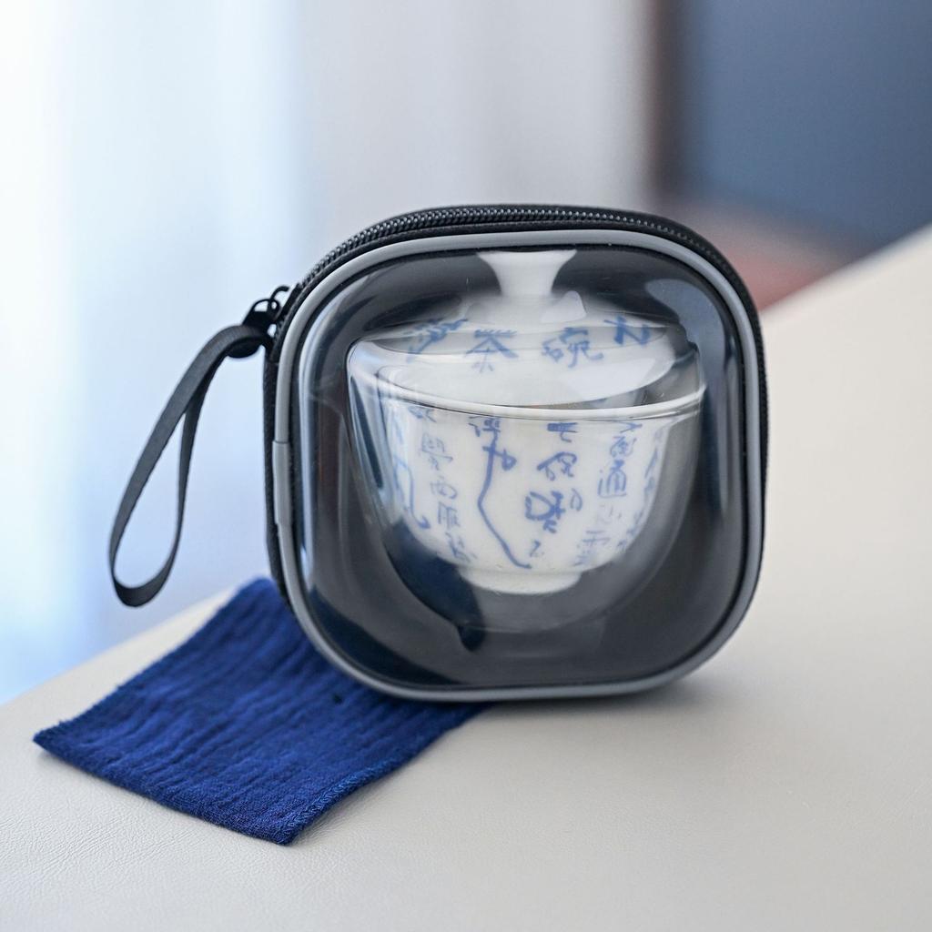 White Porcelain Seven Bowls Of Tea Poetry Travel Tea Set, One Pot And Two Cups Of Outdoor Portable Express Cup Business Souvenir