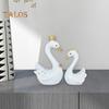 1 Pair Swan Statue Toppers Smiling Home Beautification Contrast Color Beautiful Cake Decoration Car Swan Ornaments Home Decor Stuff