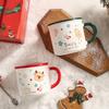 Christmas Ceramic Cup Souvenir Mug Creative Gift Box with Lid Spoon Couple Water Cup Christmas Gift Cup