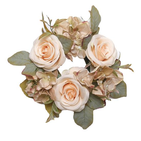 Искусственный венок из роз, кольцо для свечи, реалистичная мини-гирлянда из искусственных роз с пластиковой основой, украшение для свечи/вина, свадьбы, вечеринки, центральный элемент для обеденного стола