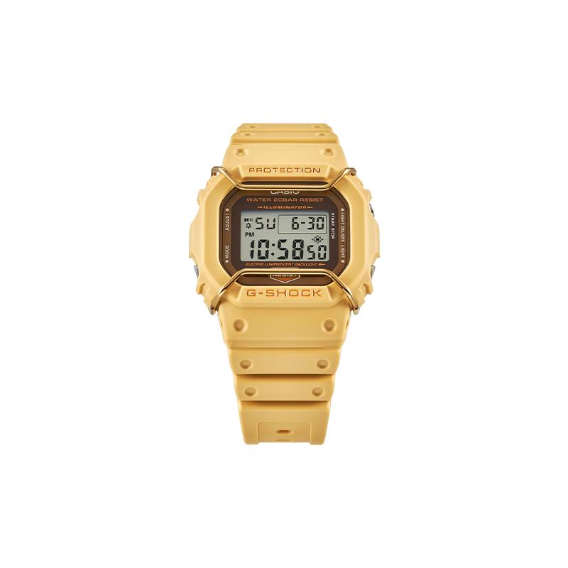 Casio Водонепроницаемость 200 метров, кварцевый механизм, полимерный ремешок, японские и корейские часы, одинаковый стиль для мужчин и женщин, коричневый циферблат DW-5600PT-5JF