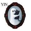 Reusable Magnetic Photo Frames Halloween Dark Style Refrigerator Magnet, Retro Gothic Oval Theme Room Accents Frame Decorative Sticker for Metal