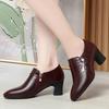 5.5cm 7cm Elegant Deep Mouth Soft Leather Shoes Women Pumps Platform Spring 2025 Med Block Heels Shoes for Office Model Mom