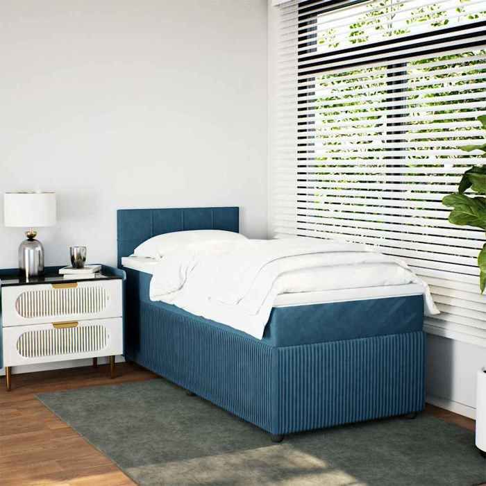Maison Exclusive - Sommier à lattes de lit avec matelas bleu 90x190 cm velours