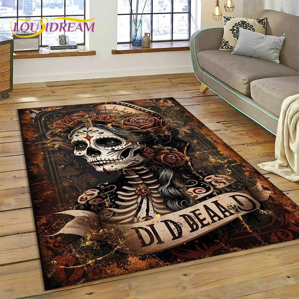 Horror Skull Girl Dead Gothic Undead Female Carpet Rug for Home Living Room Bedroom Sofa Doormat Decor,Kid Area Rug Non-slip Mat