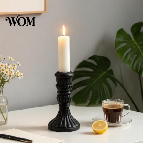 Candle Decor Vintage Taper Holder, Nostalgic Resin Candlestick Decorative Dining Table Holder Stand for Wedding Party Dinning Centerpiece French Style