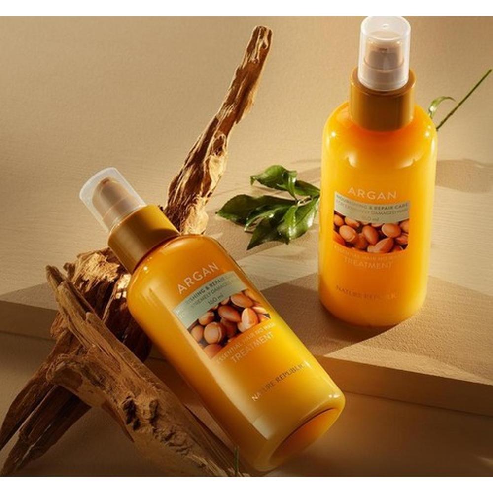 Nature Republic Argan Essential Hair No-Wash Treatment 160ml – Leave-In Care, Shine Boost, Korean