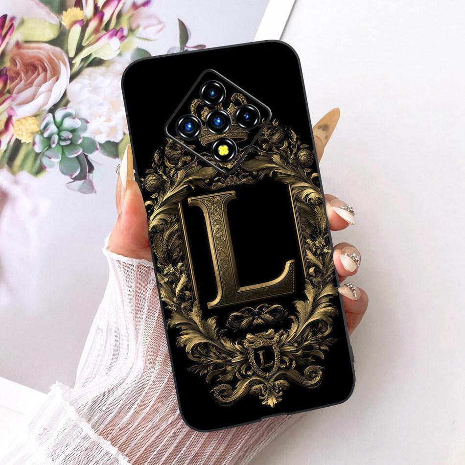 For Infinix Zero 8 8i X687 X687B Royal Crown Initial Letter Couple Phone Case For Infinix Zero8 Zero8i Black Silicon Soft Bumper