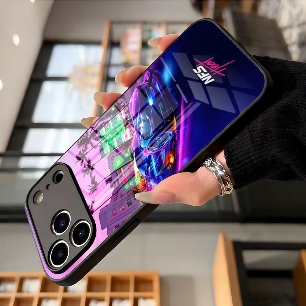Чехол для телефона Need For Speed для iPhone 17 Air 16 E Pro Max 15 14 13 Mini 12 Pro 11 Max Plus Черное Стеклянное Покрытие