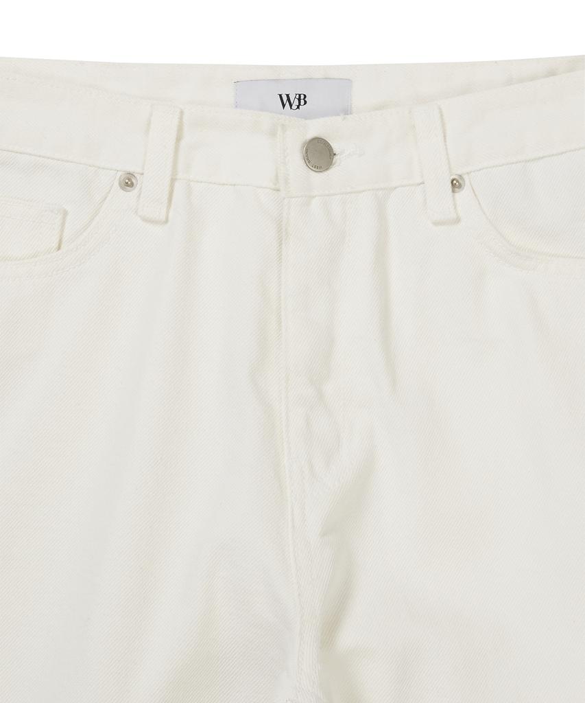WEST GRAND BOULEVARD Semi-Wide Raw Denim Pants Cream