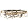 11 Piece Outdoor Dining Set with Cushions Beige Poly Rattan
