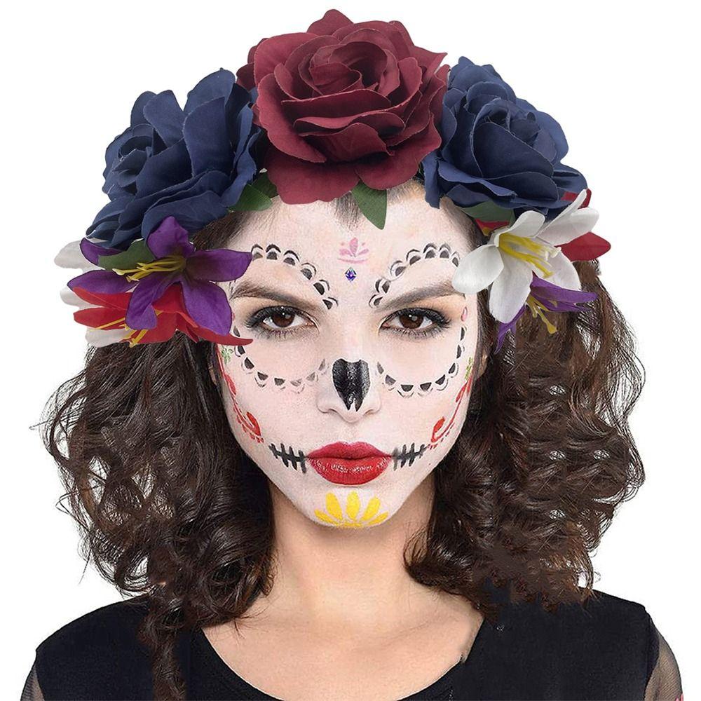 Day of the Dead Mexican Flower Crown Halloween Mexican Hair Accessories for Women