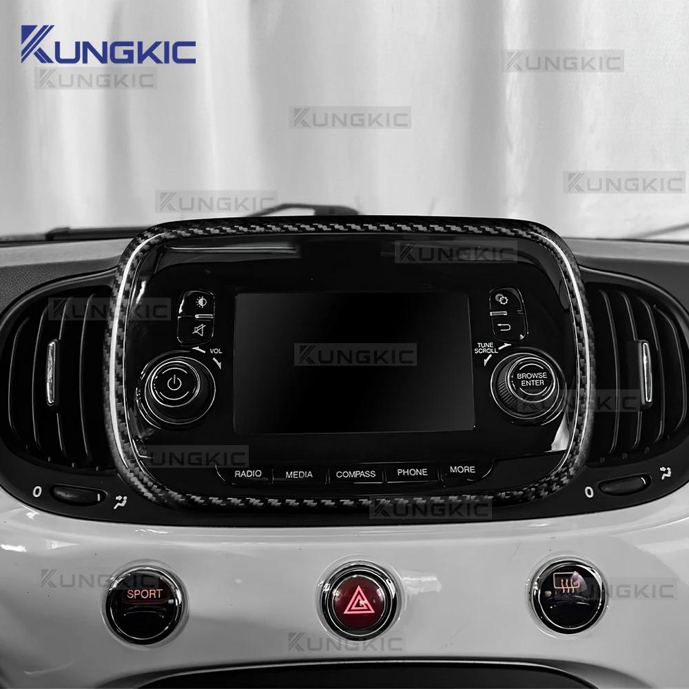 Hard Dry Carbon Fiber For Abarth 595 695 595C 695C Fiat 500 500C 2016-2024 Fiat 500e 2016-2019 Car 5/7inch Navigation Frame Trim