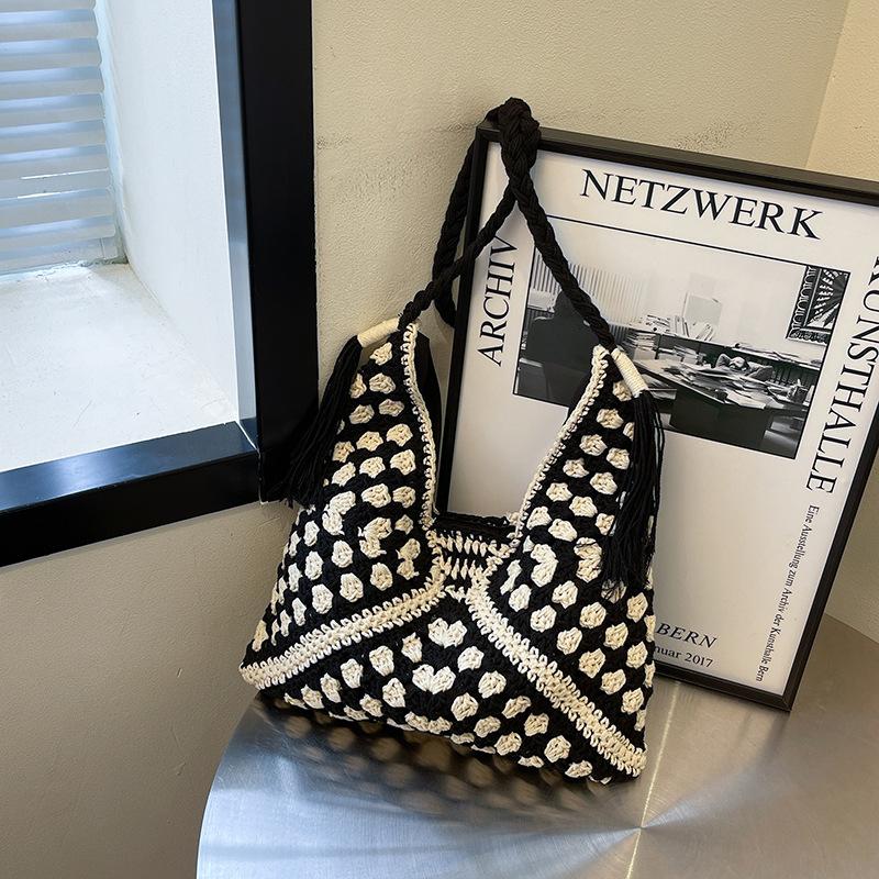 Вязаная сумка большой вместимости женская летняя новая универсальная на плечо, сумка-мессенджер премиум-класса для морского побережья, пляжная сумка