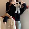 The New Autumn Casual, Stylish and Versatile Lace Patchwork Commuting Sweet Knitted Sweater, Square-neck Sweater for Women