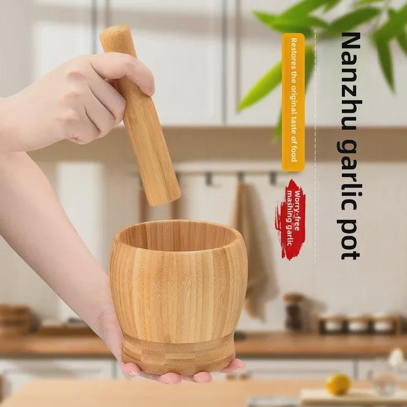 Набор из бамбуковой толкушки и ножа для чистки чеснока
