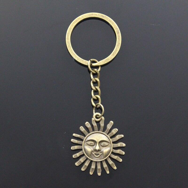 Новый брелок 34x29 мм Sun Face Sunburst бронзовый серебряный цвет подвески DIY мужской автомобильный брелок кольцо держатель брелок ювелирные изделия подарок