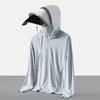 Men Sun Protection Clothing Hooded Removable Brim Long Sleeve Breathable Mesh Coat with Side Pockets Anti-UV Outwear