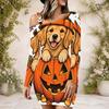 Women Plus Size One Shoulder Long Sleeve Bodycon Mini Dress Highland Cow Sunflower Pumpkin Printed