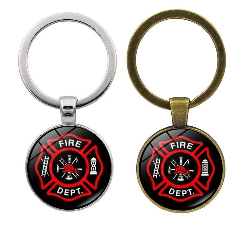 Modern Simple Style Zinc Alloy Firefighter Emblem Keychain Elegant Gift