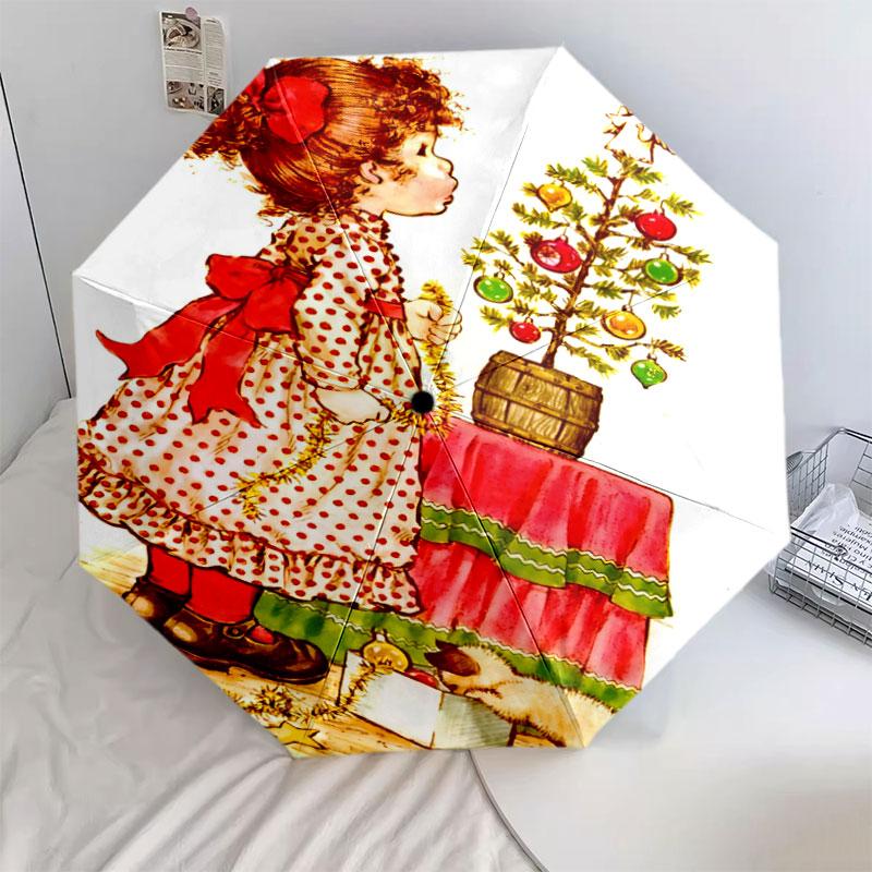 1 PC Automatic Folding Umbrella - Sarakey Pattern Portable Foldable Design With 8 Ribs Christmas Birthday Gifts