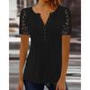 VEZFAA Женские модные повседневные летние весенние однотонные блузки и рубашки с v-образным вырезом и короткими рукавами с принтом