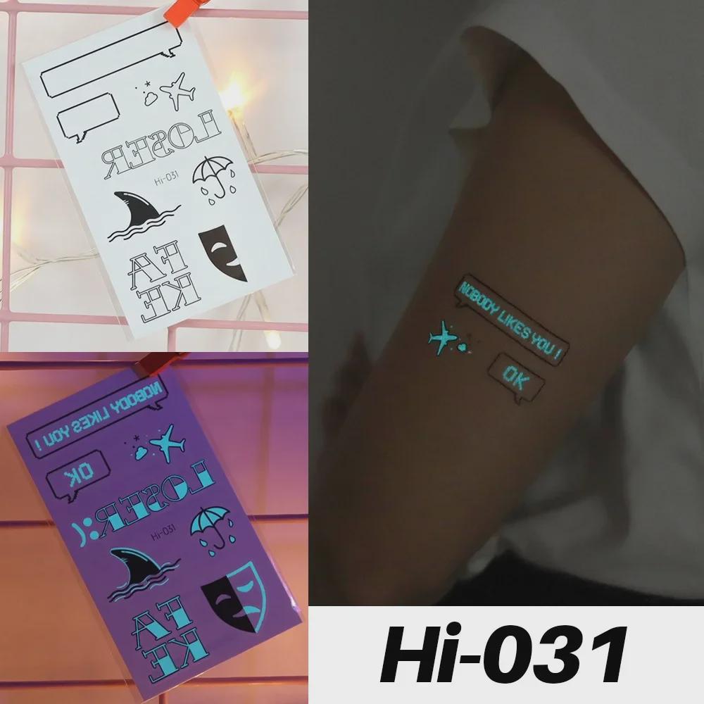 Светящиеся синие водонепроницаемые наклейки для татуировок: Дизайны змей и бабочек для музыкальных фестивалей