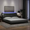 VidaXL Bed Frames with LED Lights, Double Bed with Headboard Cushion, Adult Bed, Bedroom Furniture, Modern, Grey 3213719
