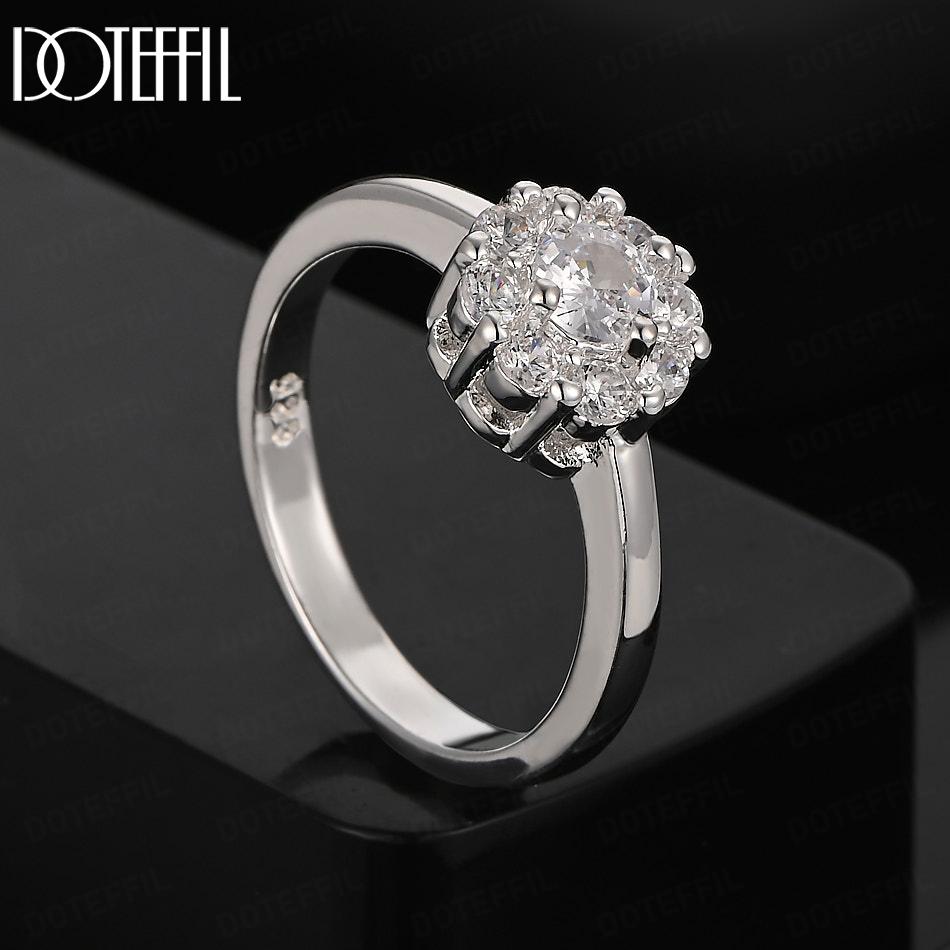 Кольцо с подвеской из чистого серебра 925 пробы с цирконом AAA и цветком, свадебные украшения