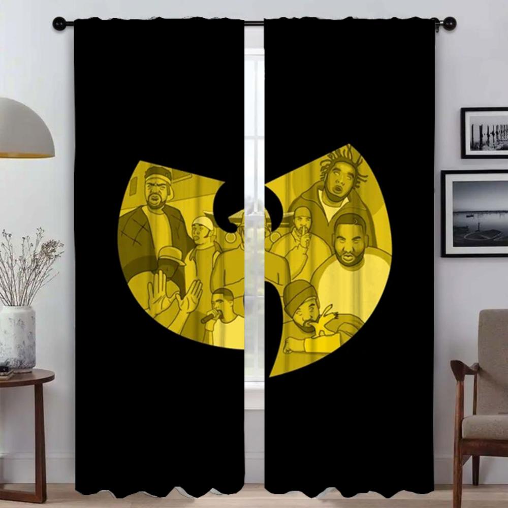 Набор из 2 штор с изображением Wu-Tang Clan для гостиной, Хэллоуина, тюлевые шторы для спальни, домашний интерьер, из полиэстера