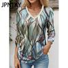 JPNTKY Women's Fashion Casual Autumn Winter Long Sleeve V-Neck Blouses & Shirts