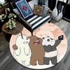 We Bare Bears Round Area Rug,Carpet Rug for Living Room Bedroom Sofa Playroom Decor,Non-slip Floor Mat