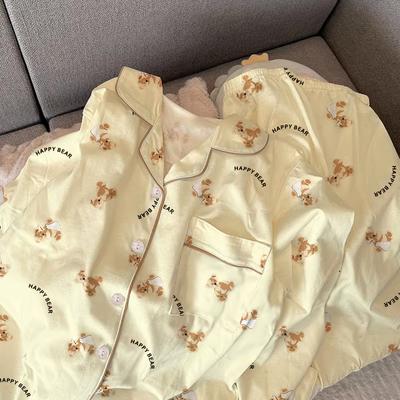 Весна Осень Милый Сетчатый Девочки Пижамный Комплект Длинный Рукав Для Отдыха Пижамы Женщин Свободная Ночная Рубашка Домашняя Одежда Костюм