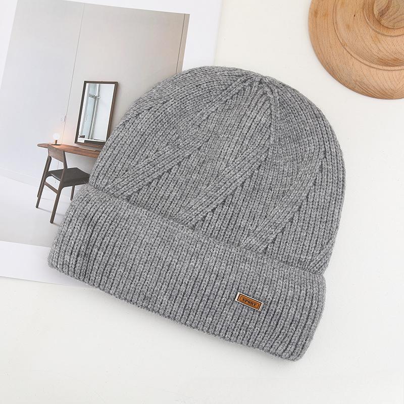 Новая корейская вязаная шапка для мужчин на осень и зиму, универсальная, теплая, с защитой ушей, утолщенная шерстяная шапка с бархатной подкладкой
