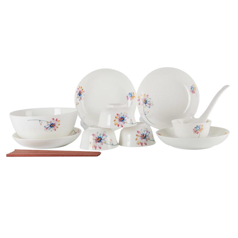 Traditional Chinese Flower Charm Ceramic Dinnerware Set