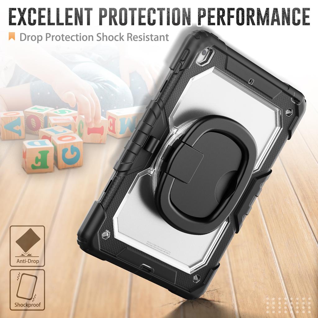 For iPad 10.2 (2021)/(2019)/(2020) Kickstand Case PC+Silicone Tablet Cover with Shoulder Strap