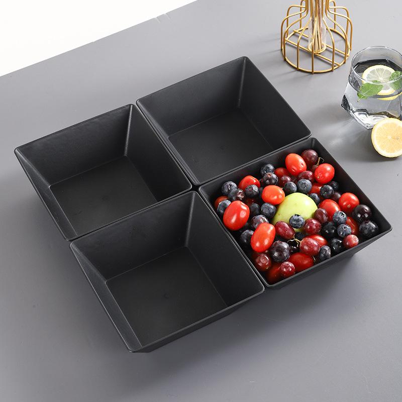 3 шт. черная пластиковая тарелка для стейка, квадратная однотонная тарелка для ужина, закусок, суши, стейка, барбекю, выпечки, фруктов, торта