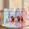 1PC Wine Glass Chicken Letter Print 750ml Color Plastic Sports Water Bottle Leakproof Flip Straw Lid Suitable for Sports Office Home Use