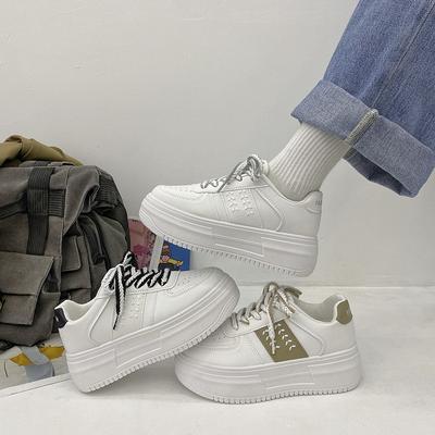 Маленькие белые туфли с толстой подошвой, увеличивающие рост, женские, весна и осень, новые модные, универсальные, трендовые, студенческие, повседневные, сноуборд-туфли Tide