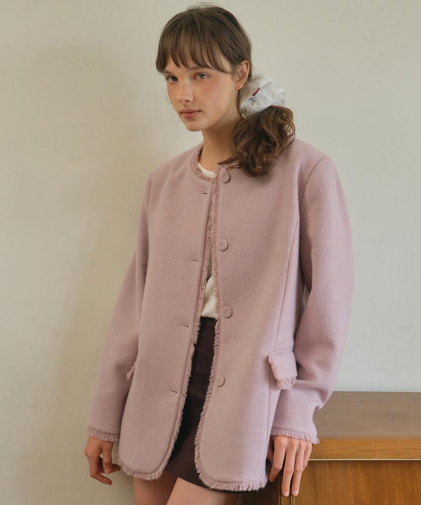OURNOSTALGIA Aubree Tweed Jacket_Vintage Pink(O25-Ot02)